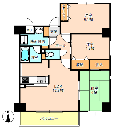 広島市安佐南区川内のマンションの間取り