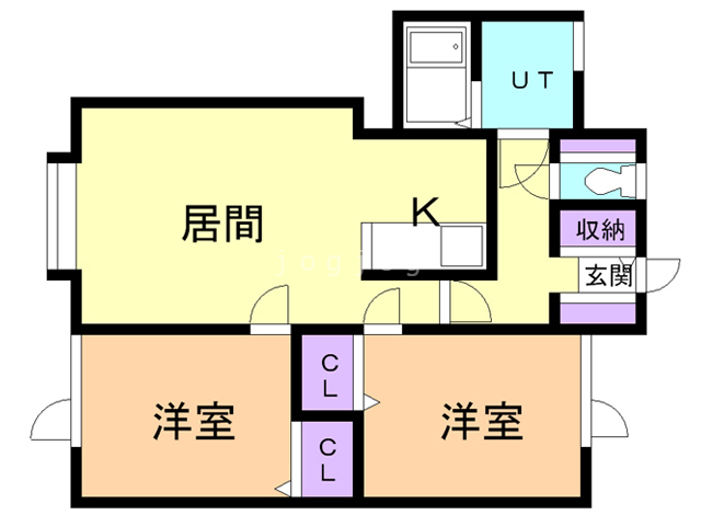 苫小牧市拓勇東町のアパートの間取り