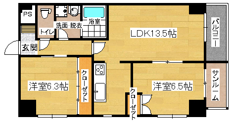 リバーサイド豆田の間取り写真