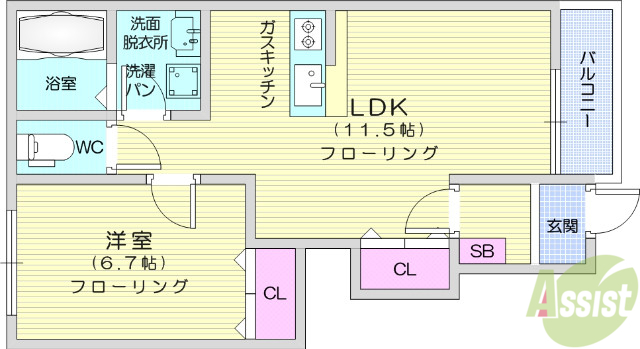 宮城県仙台市太白区四郎丸字戸ノ内（アパート）の賃貸物件の間取り