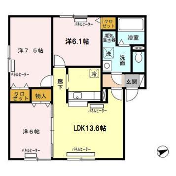 函館市山の手のアパートの間取り