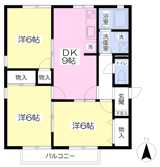 松山市古川南のアパートの間取り