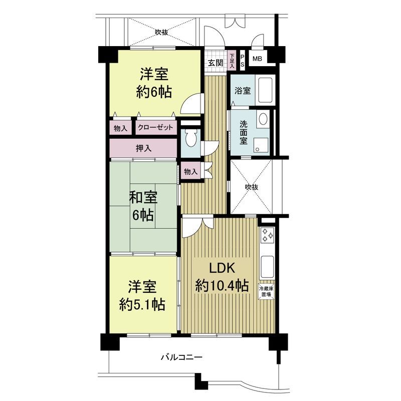 西宮市樋之池町のマンションの間取り