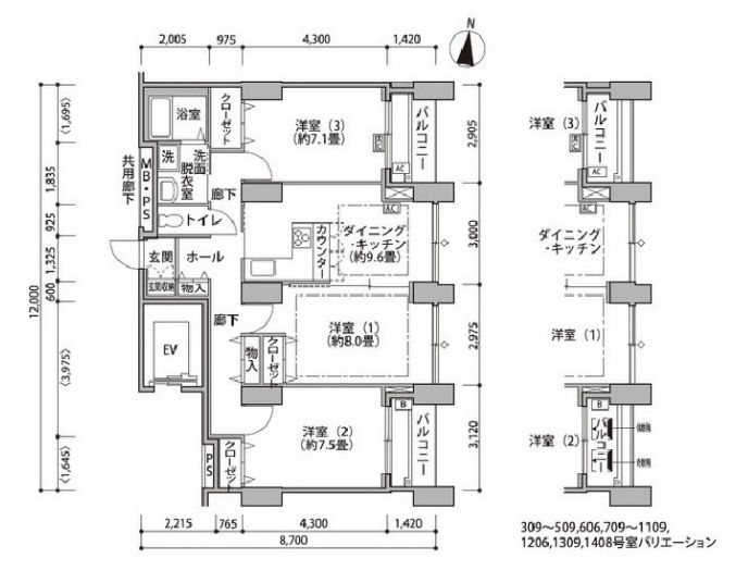 東雲キャナルコートＣＯＤＡＮ１４号棟の間取り