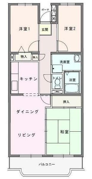 小田原市栢山のマンションの間取り