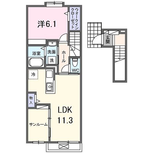 京都市伏見区深草僧坊町のアパートの間取り