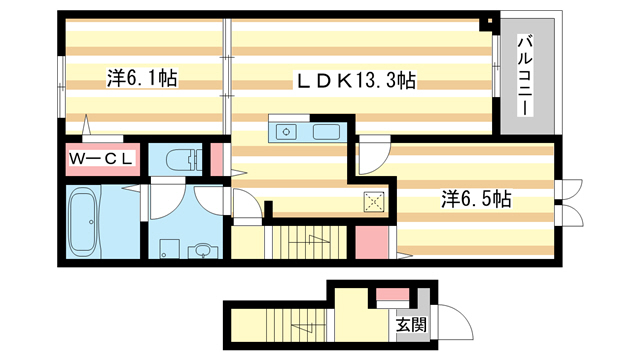 木津川市加茂町里のアパートの間取り