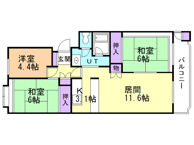 【東急ドエル平岸台ビレッジ１号棟の間取り】