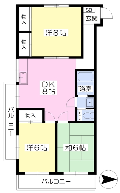 松山市一番町のマンションの間取り