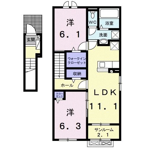 富山市北代のアパートの間取り