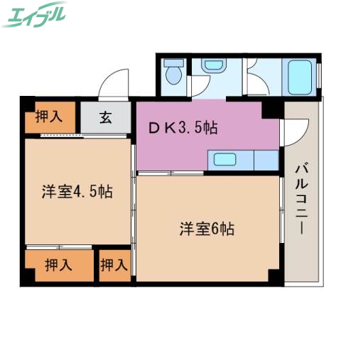 ビレッジハウス安楽島２号棟の間取り