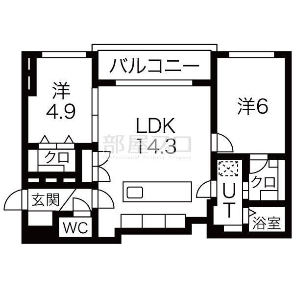 札幌市豊平区月寒東一条のマンションの間取り