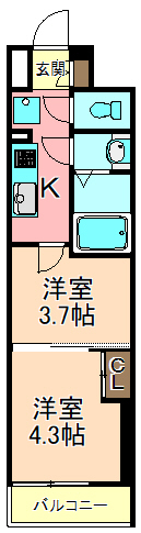 足立区関原のマンションの間取り