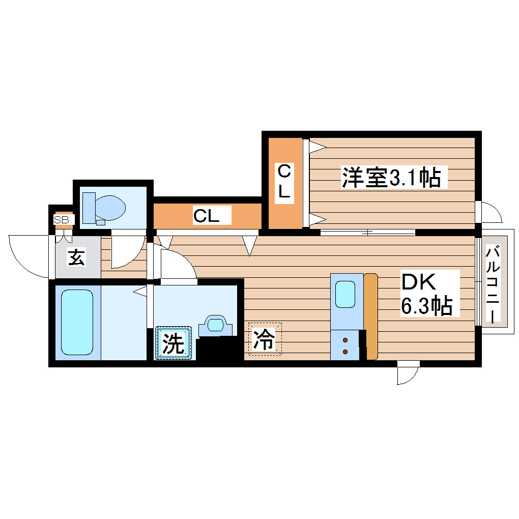 仙台市太白区西中田のアパートの間取り