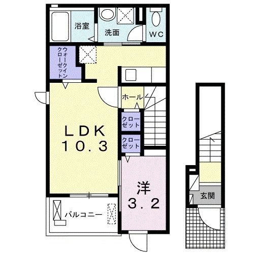 仙台市泉区七北田のアパートの間取り