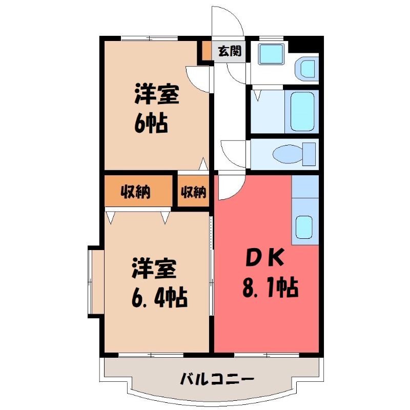 栃木市大町のマンションの間取り