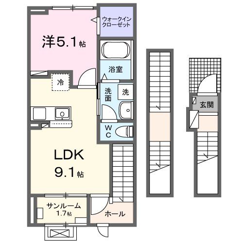 小平市小川東町のアパートの間取り