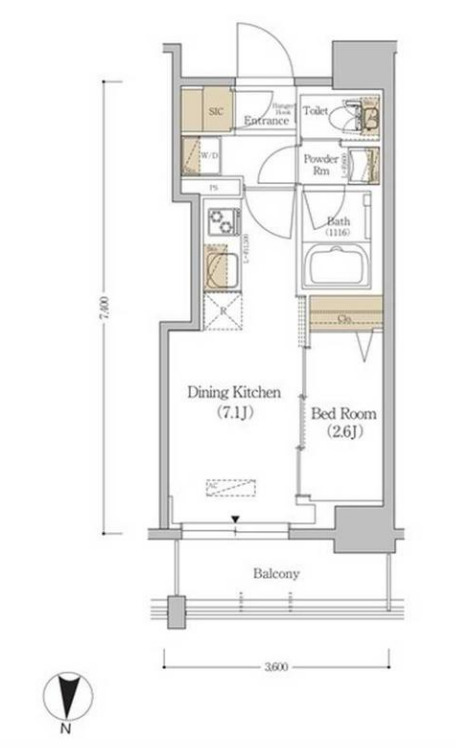 新宿区市谷本村町のマンションの間取り