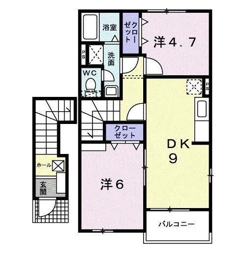 小城市三日月町久米のアパートの間取り