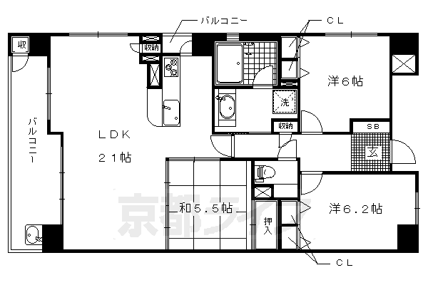 リソシエ今出川聚楽邸の間取り