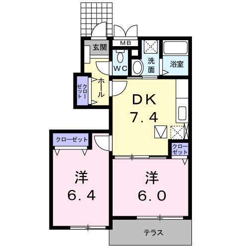 高島市安曇川町西万木のアパートの間取り