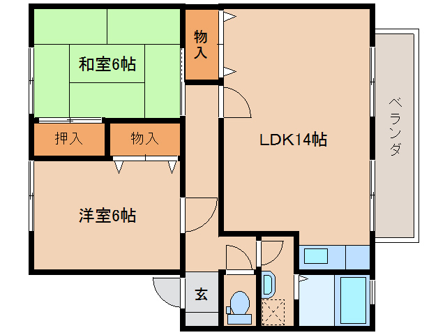 橿原市中曽司町のアパートの間取り