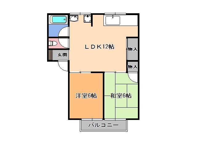 宇都宮市西川田町のアパートの間取り