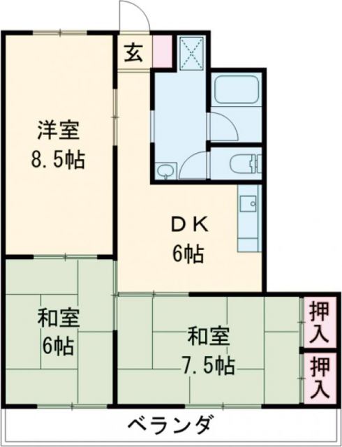 京都市西京区嵐山朝月町のマンションの間取り