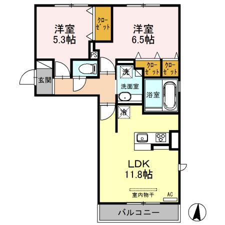 合志市須屋のアパートの間取り