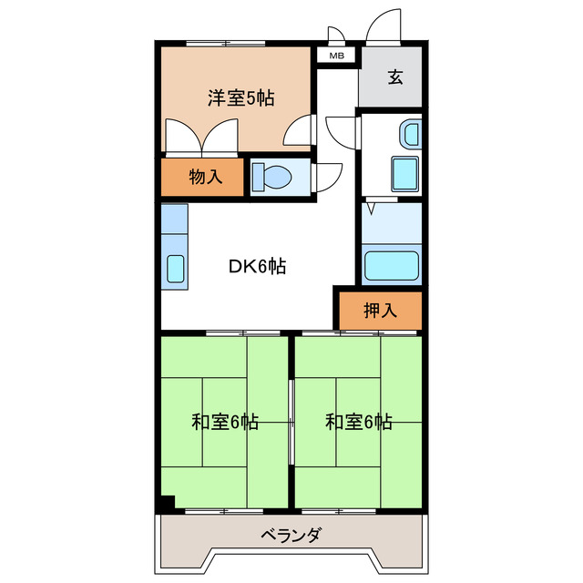 岐阜市西鶉のマンションの間取り