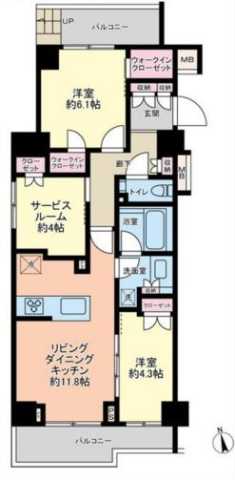 新宿区筑土八幡町のマンションの間取り