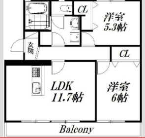 浜松市中央区根洗町のマンションの間取り