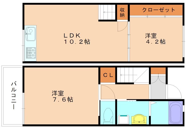 福津市上西郷のアパートの間取り