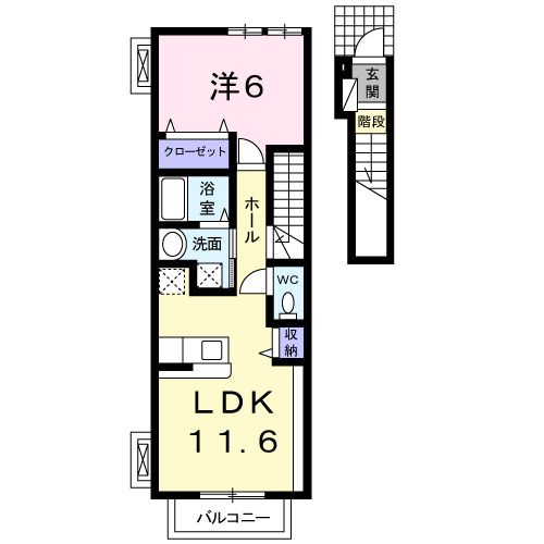 袋井市上山梨のアパートの間取り