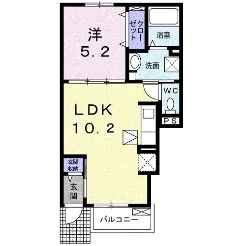 安芸高田市吉田町山手のアパートの間取り