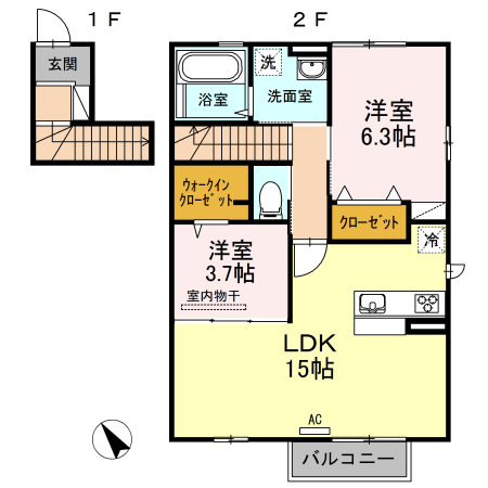 Ｄ－ｒｏｏｍ　ちはやの間取り