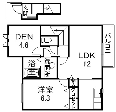 栗東市御園のアパートの間取り