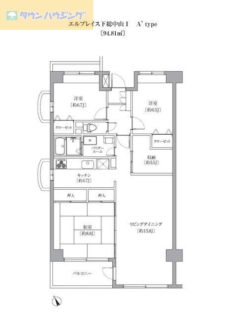 船橋市本中山のマンションの間取り