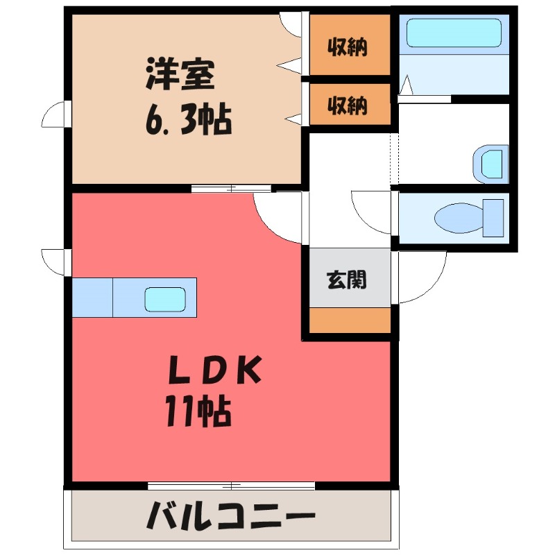 伊勢崎市八寸町のアパートの間取り