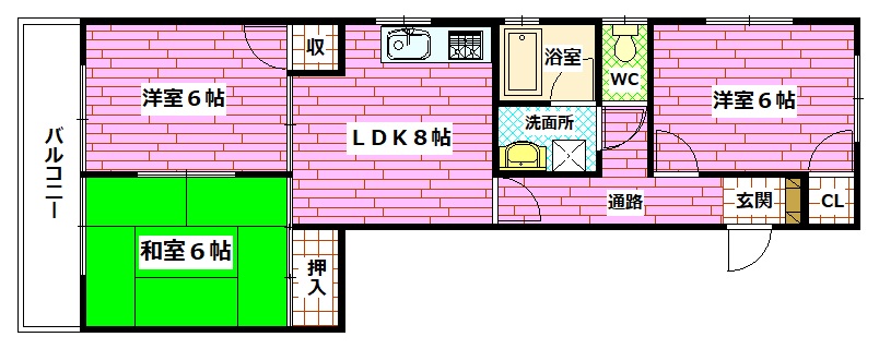 広島市安芸区中野のマンションの間取り