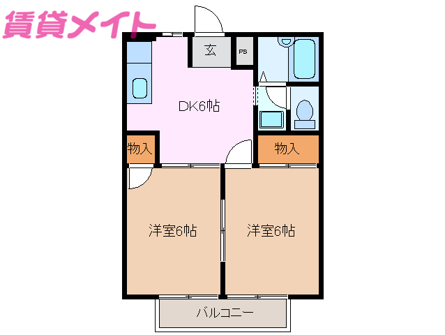 四日市市伊坂町のアパートの間取り