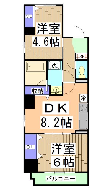 京都市中京区西ノ京上合町のマンションの間取り