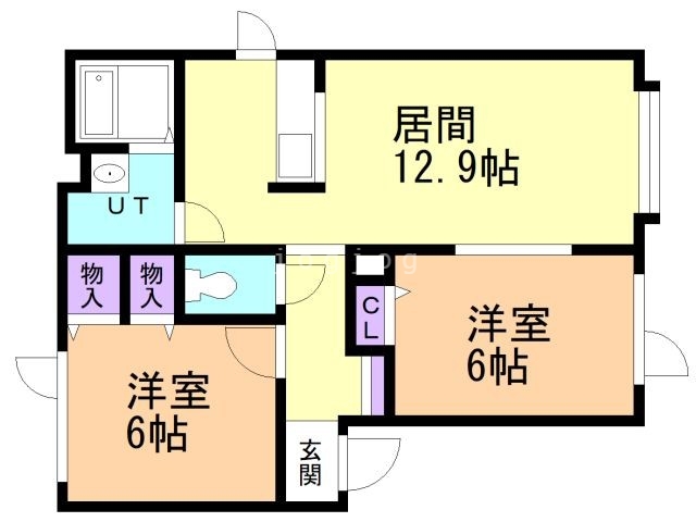 札幌市手稲区西宮の沢四条のアパートの間取り