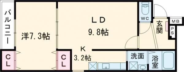 フジパレス堺石津川II番館の間取り