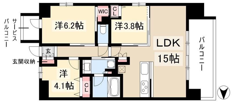 プレサンス　ロジェ　志賀本通　テラスの間取り