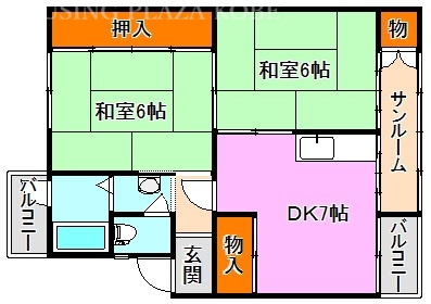 神戸市須磨区離宮西町のマンションの間取り