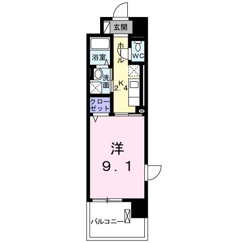 松山市竹原のマンションの間取り