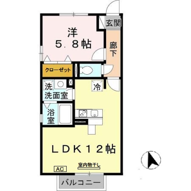 神戸市北区山田町下谷上のアパートの間取り