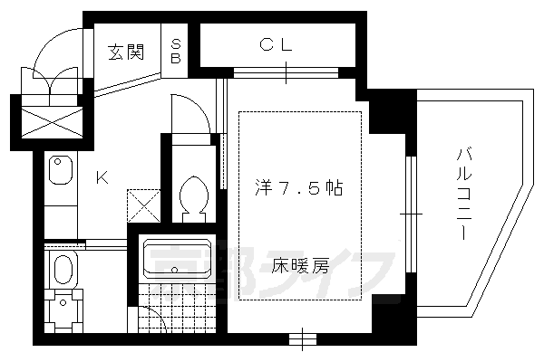 京福電鉄北野線 北野白梅町駅 徒歩18分 8階建 築21年の間取り写真