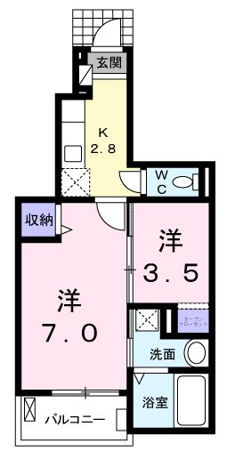 福山市大門町のアパートの間取り